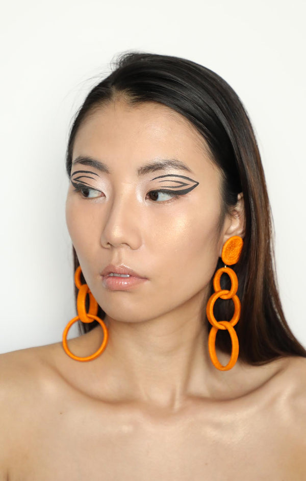 Orange Triple Artisan Hoops